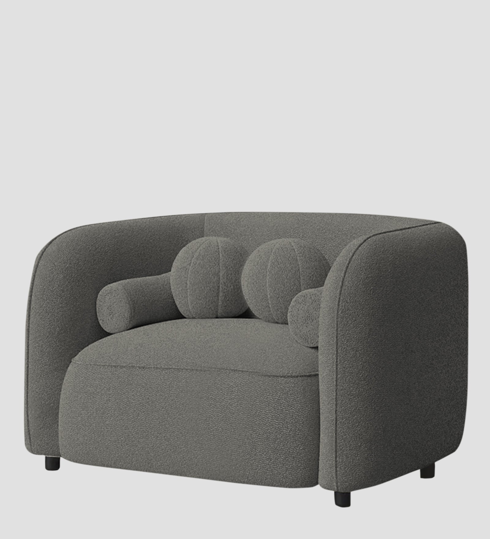 Corny Boucle Fabric 1 Seater Sofa In Moon Grey Colour - Febonic Living