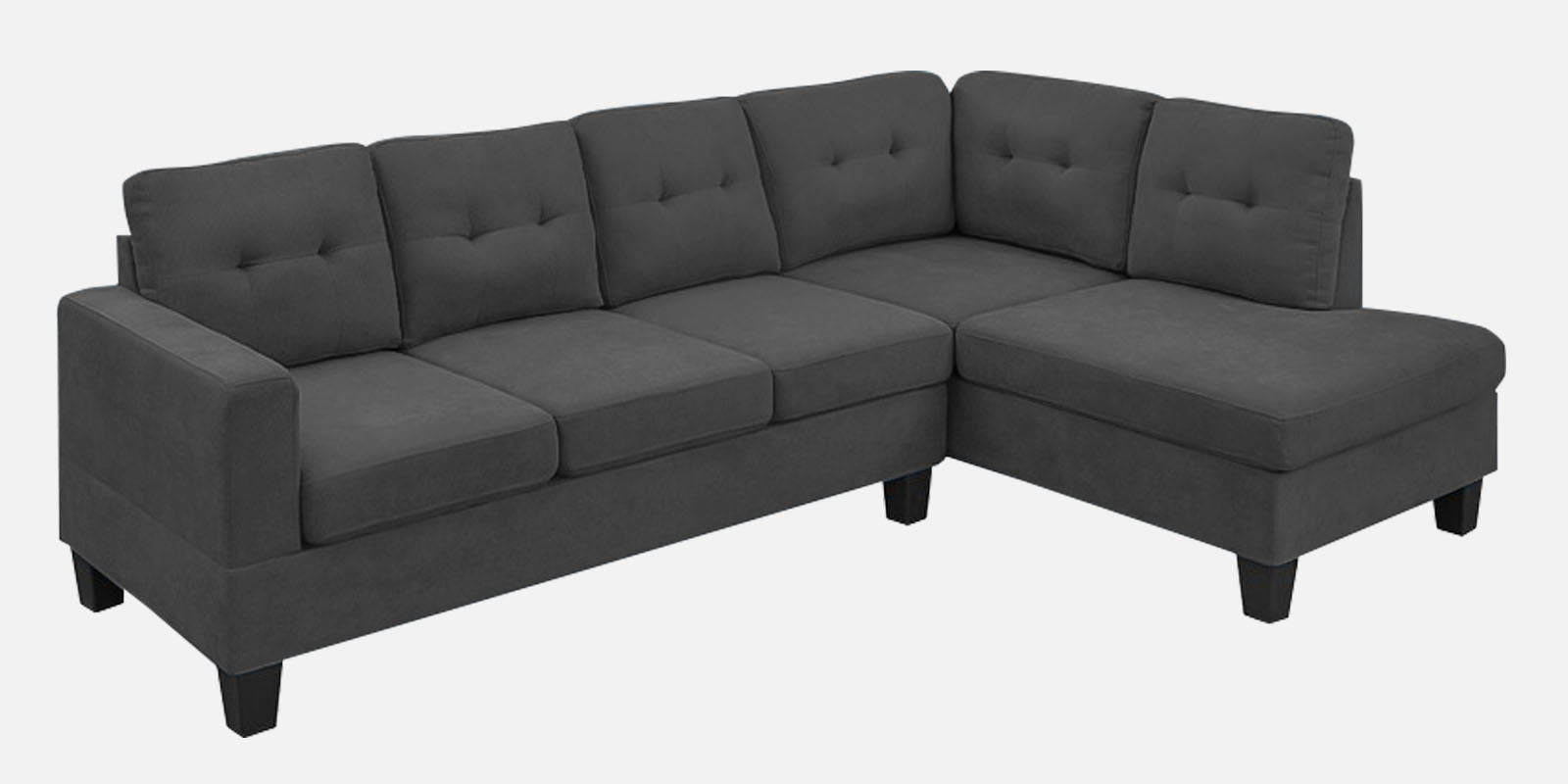 Thomas Fabric LHS Sectional Sofa (3+Lounger) In Charcoal Grey Colour - Febonic Living