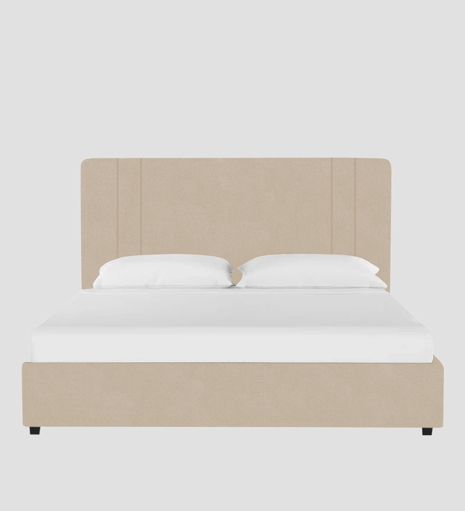 Asyra Velvet Upholstered King Size Bed In Cream Beige Colour With Box Storage - Febonic Living