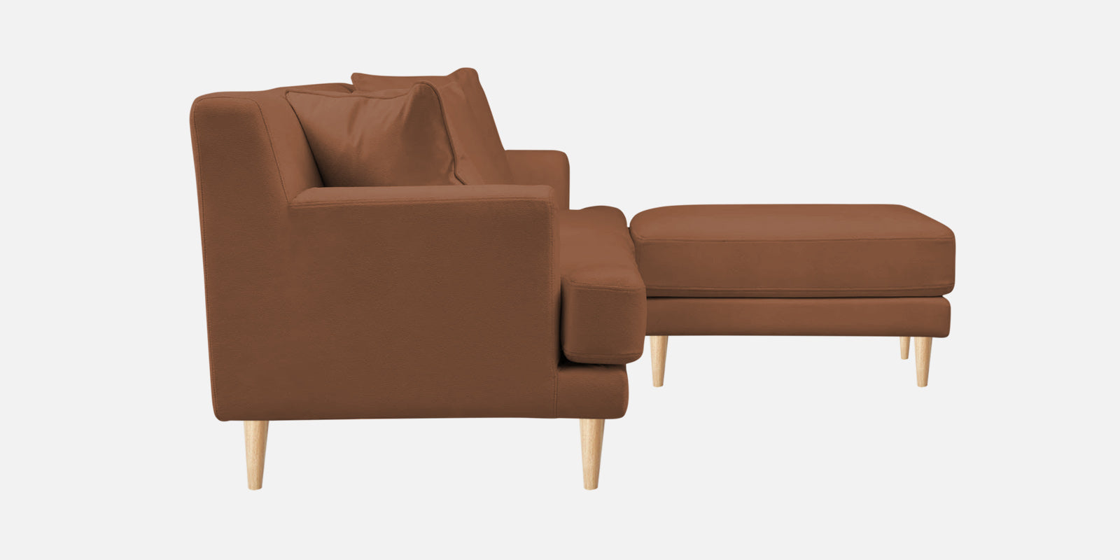 Woody Fabric RHS Sectional Sofa (3+Lounger) In Caramel Beige Colour - Febonic Living