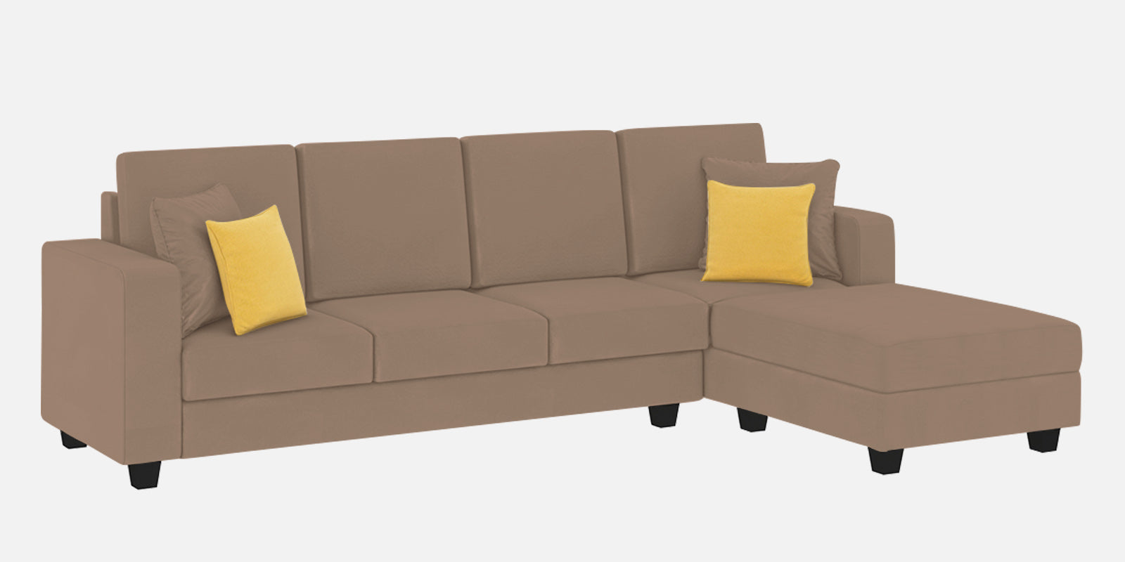 Nabi Fabric LHS Sectional Sofa (3+Lounger) In Cookie Beige Colour - Febonic Living