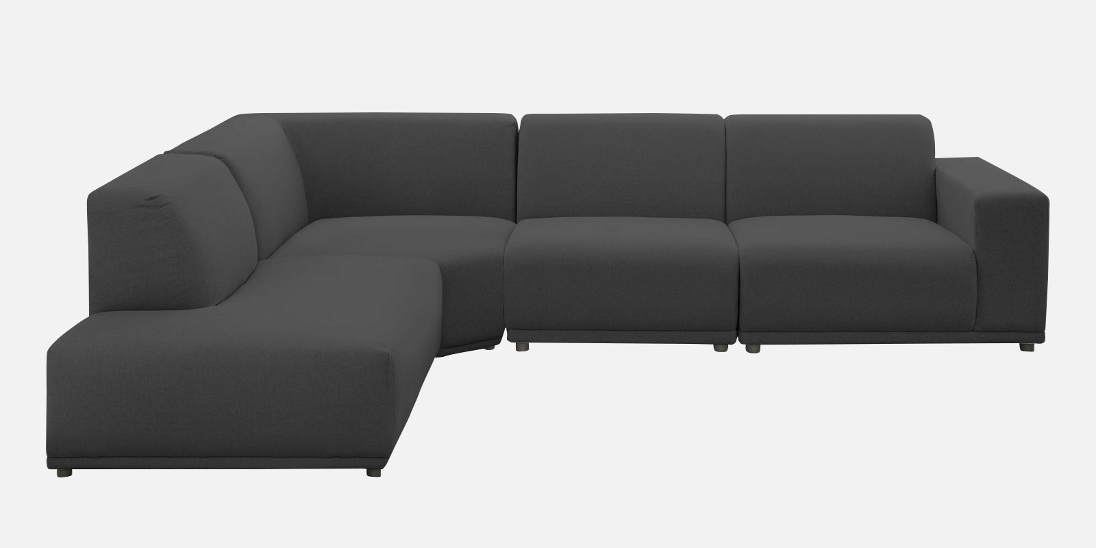 Adam Fabric LHS Sectional Sofa (3+Ottoman Lounger) In Charcoal Grey Colour - Febonic Living