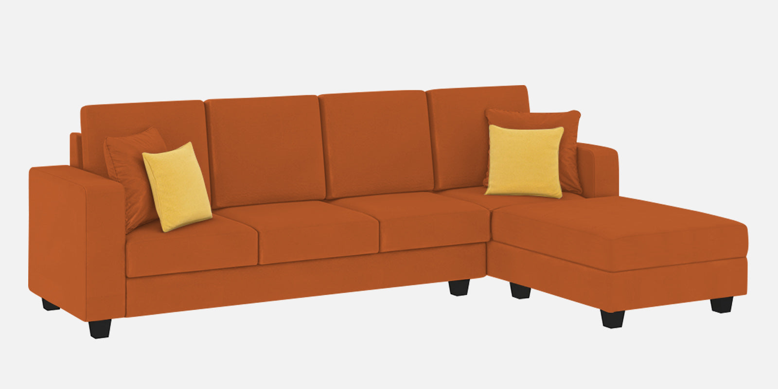 Nabi Fabric LHS Sectional Sofa (3+Lounger) In Vivid Orange Colour - Febonic Living