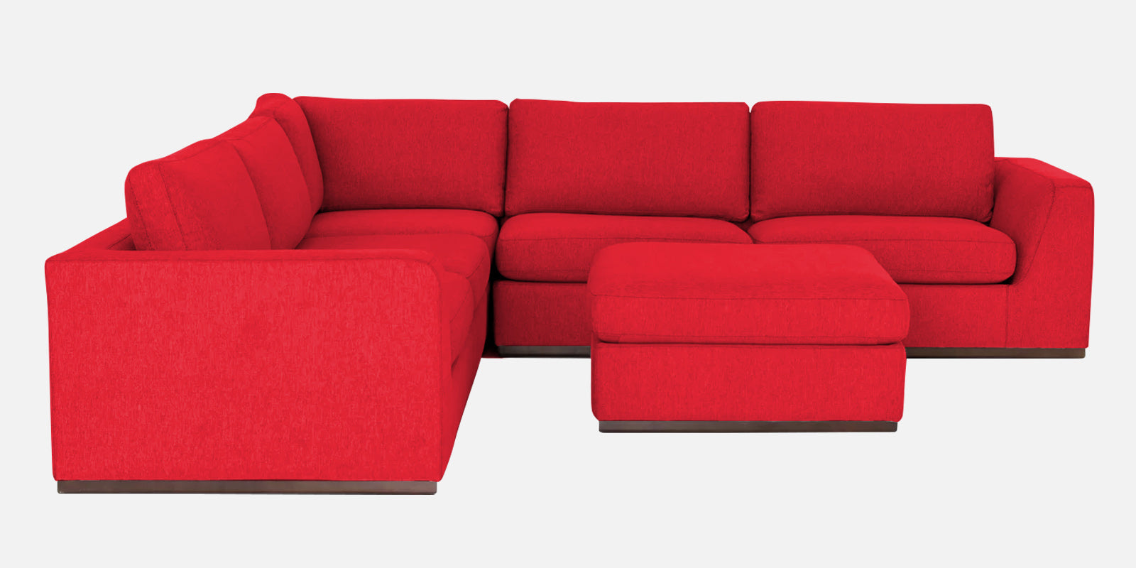 Freedom Velvet 6 Seater LHS Corner Sofa In Ox Blood Maroon Colour With Ottoman - Febonic Living
