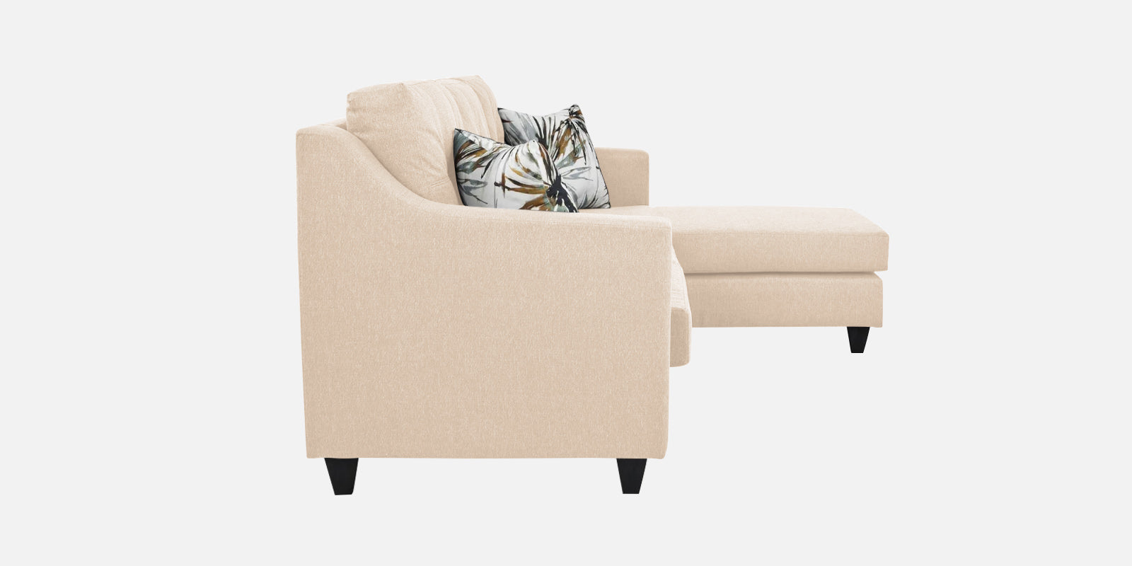 Welly Fabric LHS Sectional Sofa (3+Lounger) In Woom Beige Colour - Febonic Living