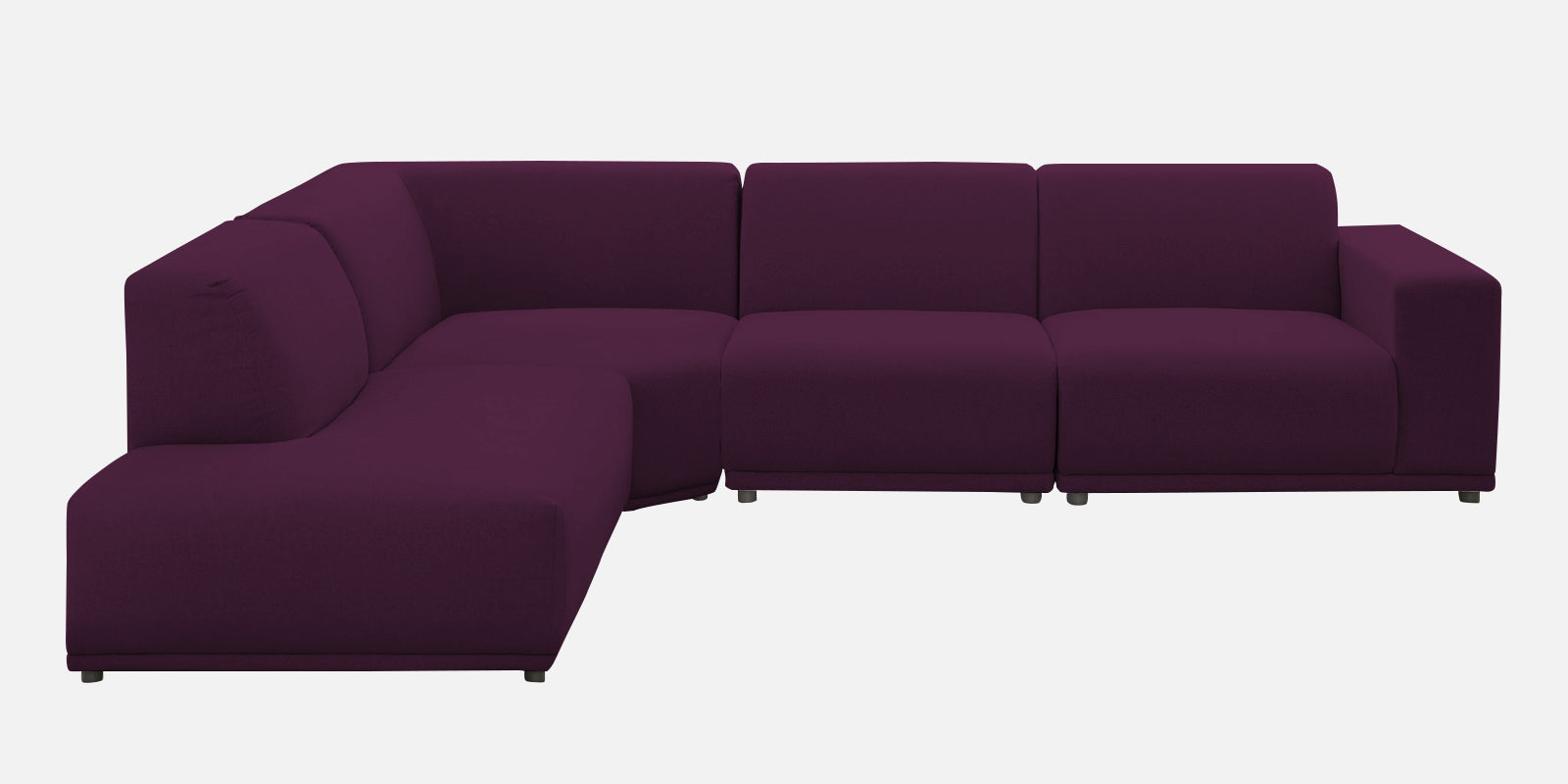 Adam Fabric LHS Sectional Sofa (3+Ottoman Lounger) In Greek Purple Colour - Febonic Living