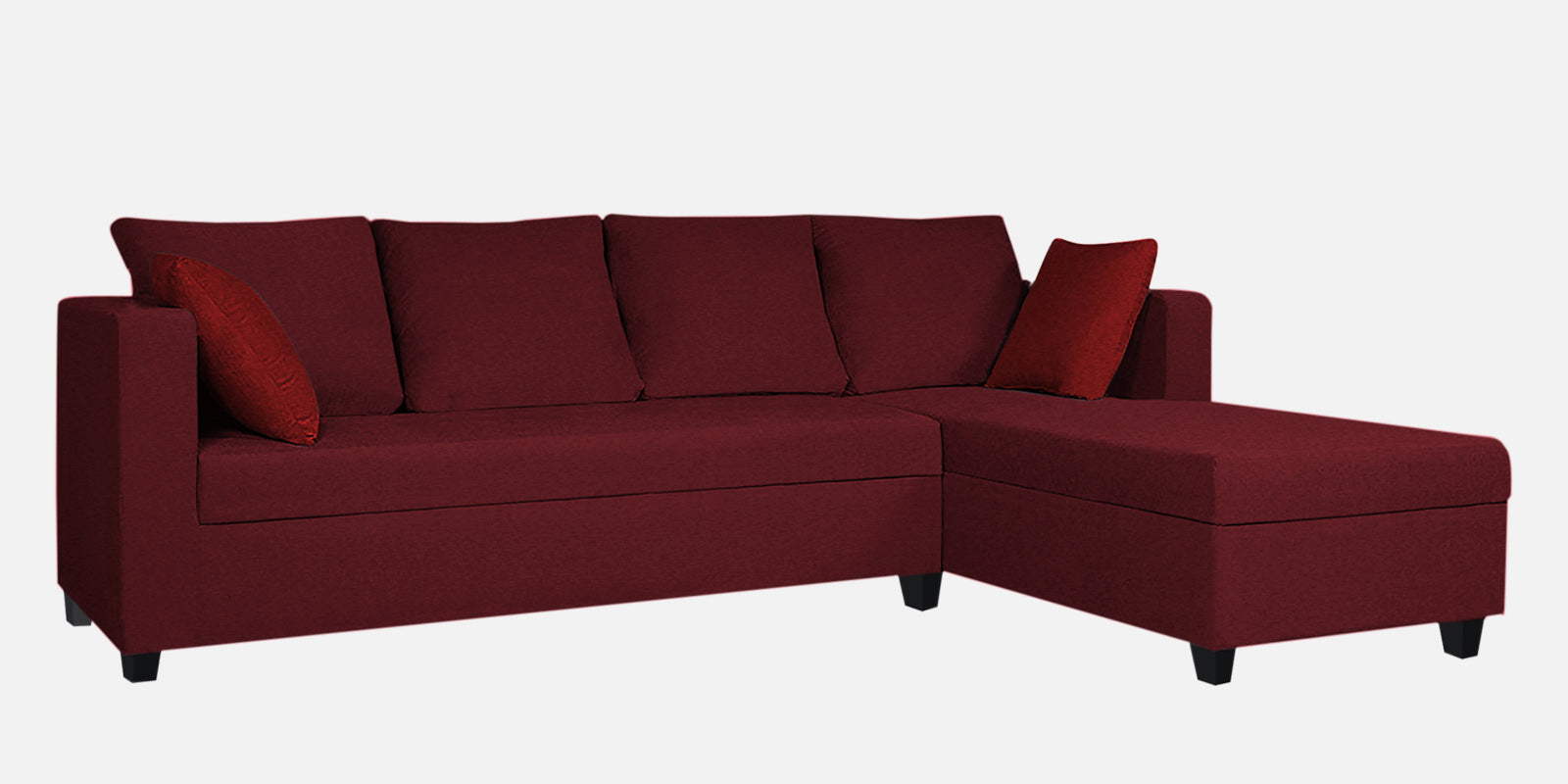 Nebula Fabric LHS Sectional Sofa (3+Lounger) In Blood Maroon Colour - Febonic Living