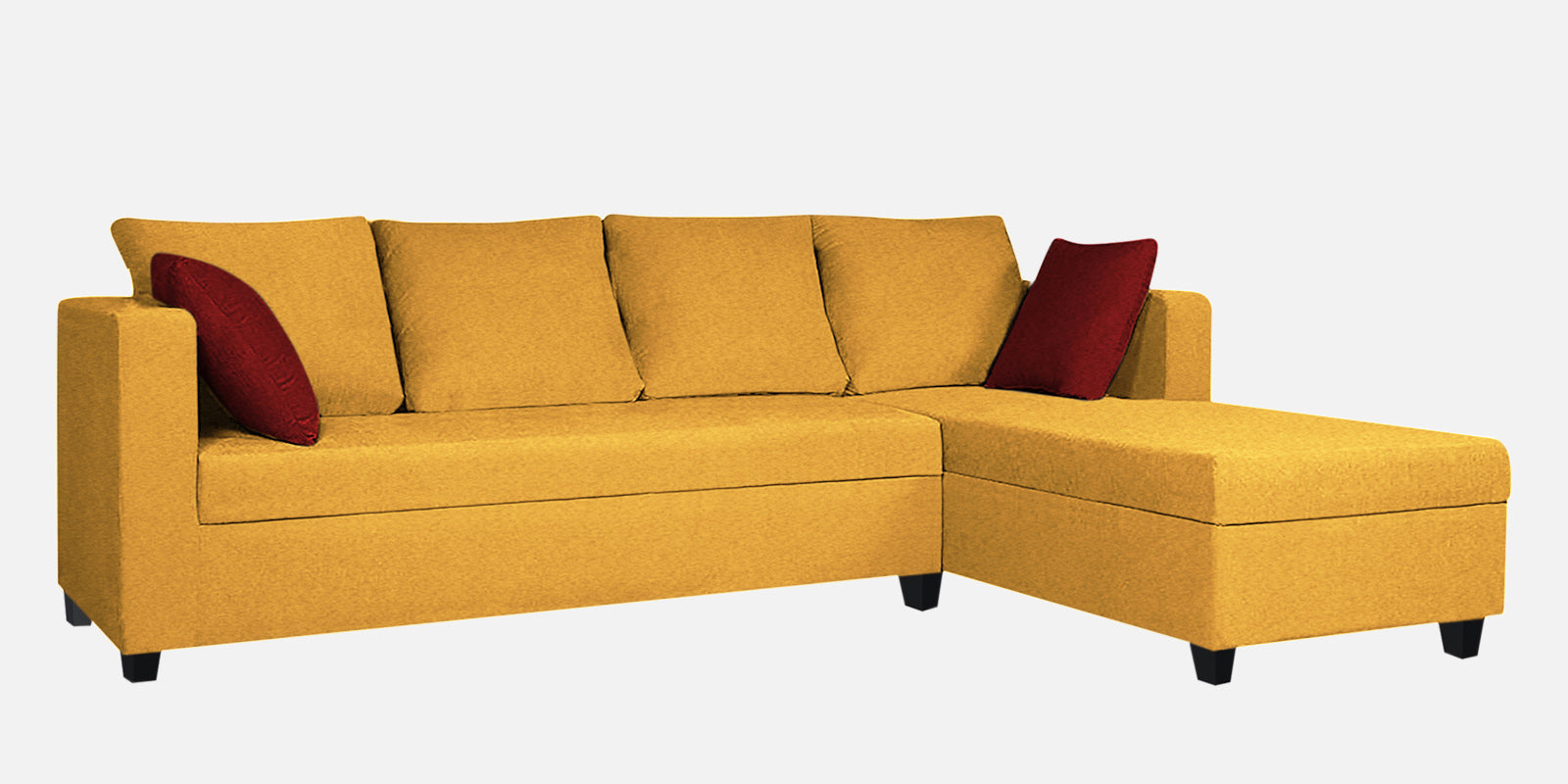 Nebula Fabric LHS Sectional Sofa (3+Lounger) In Bold Yellow Colour - Febonic Living