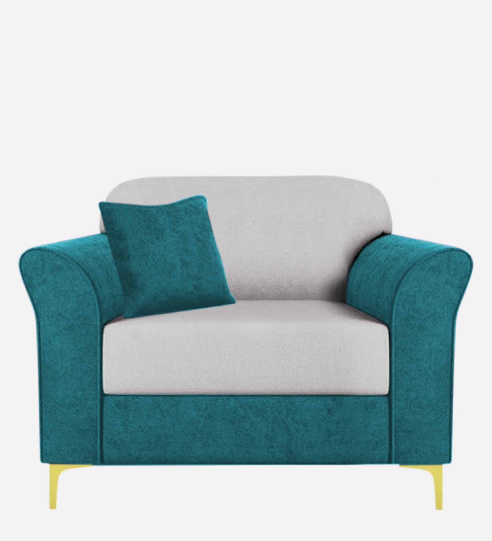 Jordan Velvet 1 Seater Sofa In Pine Green And Concreate Grey Colour - Febonic Living