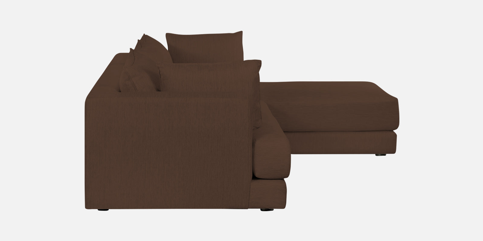 Ziggy Fabric LHS Sectional Sofa (3+Lounger) In Ash Brown Colour - Febonic Living