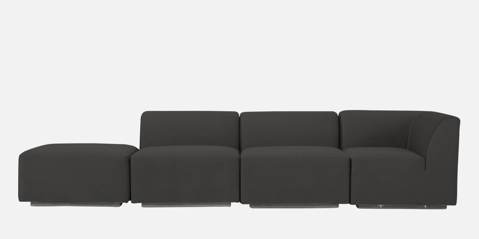 Bufa Velvet LHS Sectional Sofa In Hory Grey Colour With Ottoman - Febonic Living