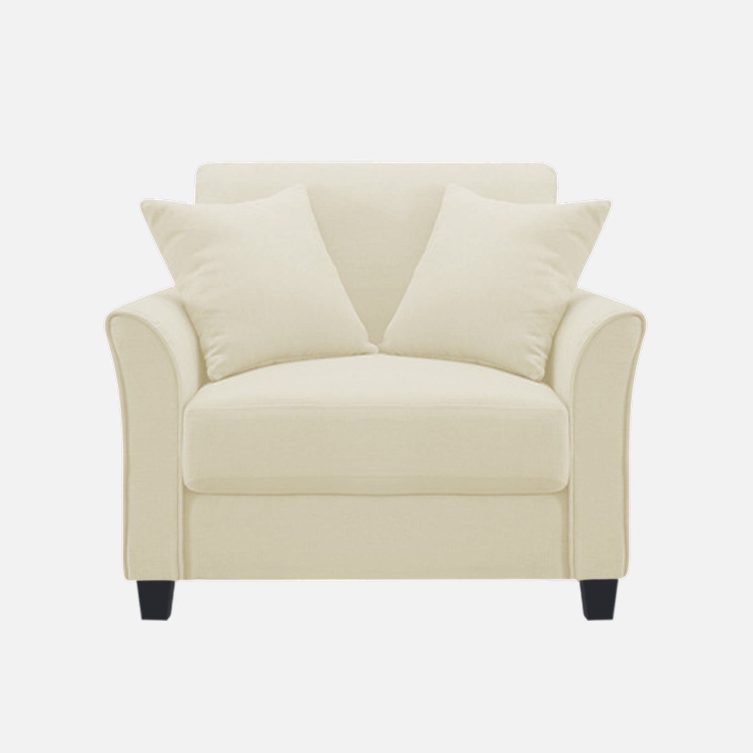 Daroo Velvet 1 Seater Sofa In Warm White Colour