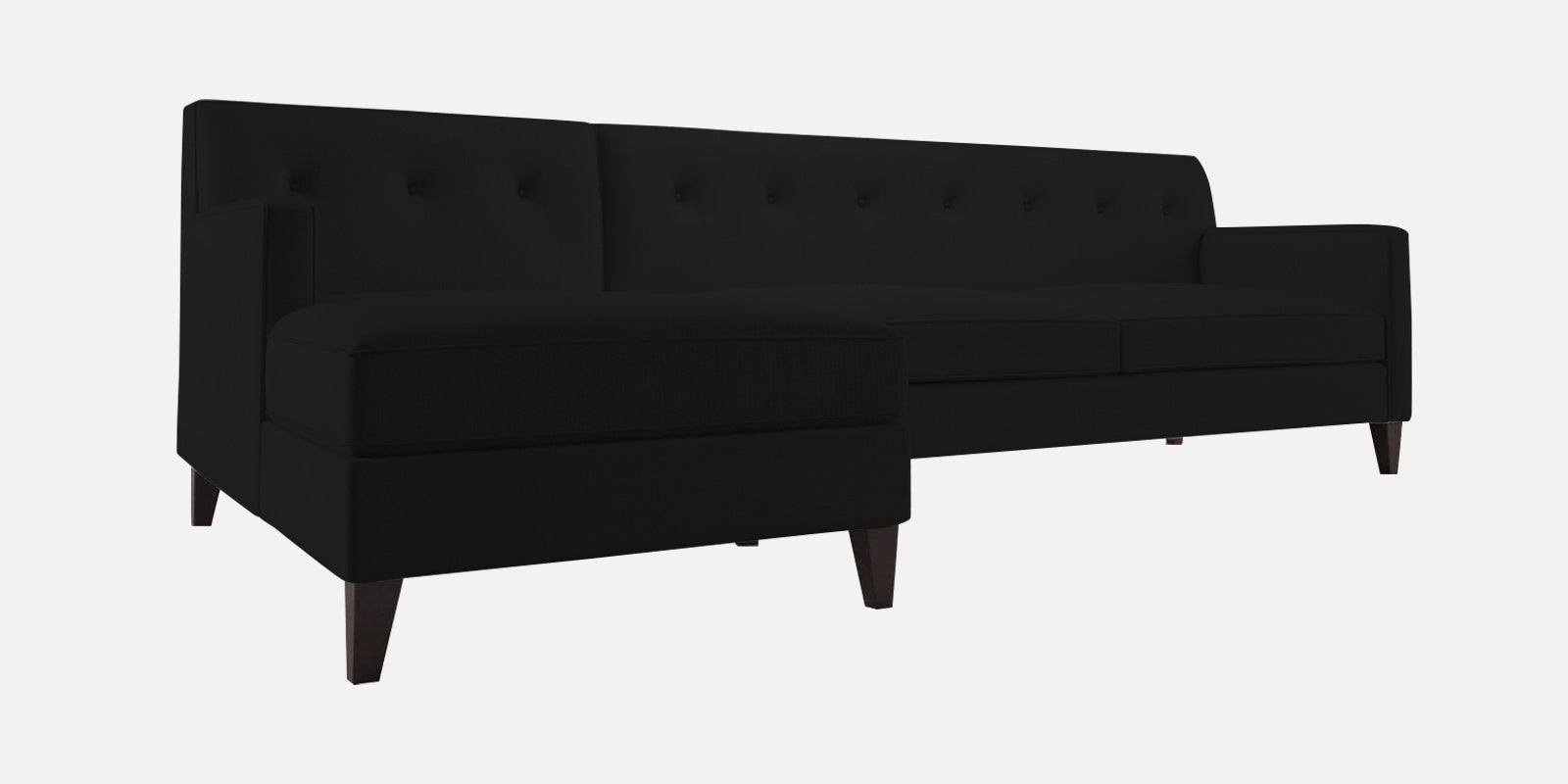 Miller Fabric RHS Sectional Sofa (3+Lounger) In Zed Black Colour - Febonic Living