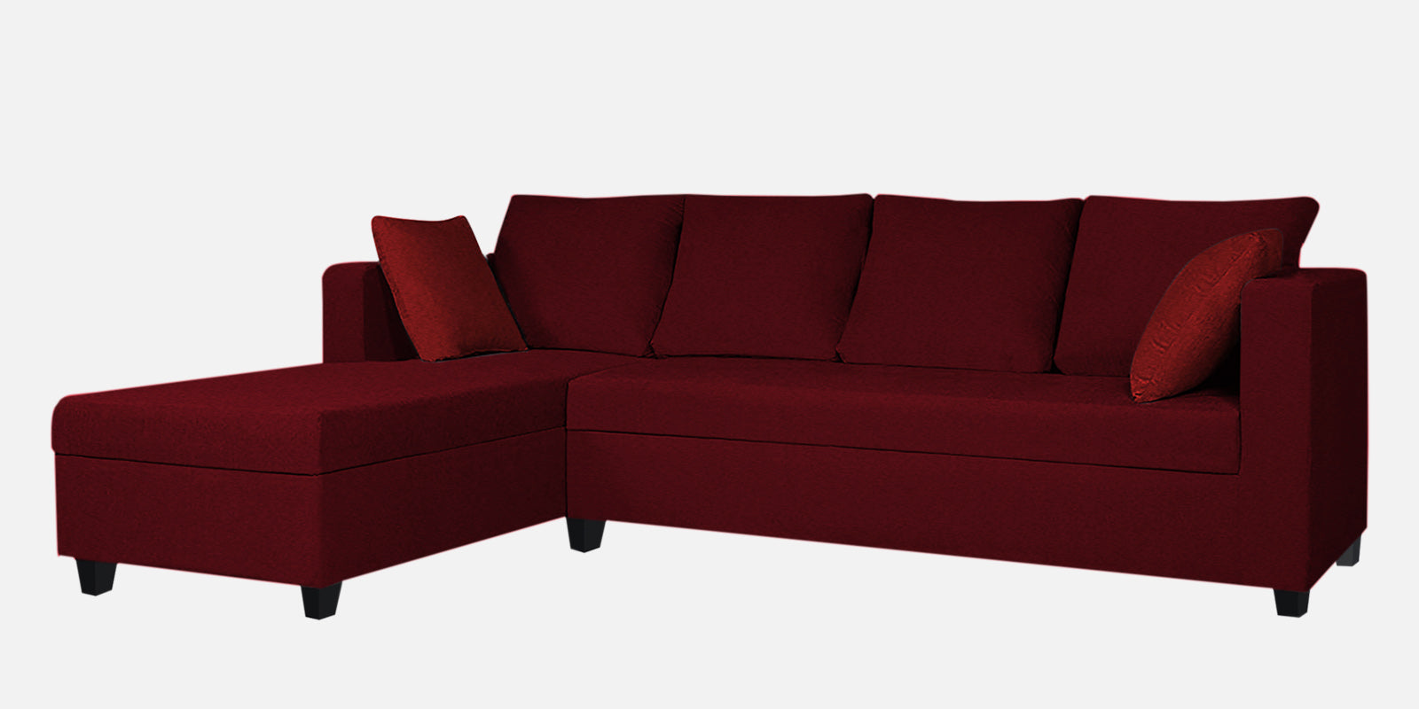 Nebula Fabric RHS Sectional Sofa (3+Lounger) In Ruby Red Colour - Febonic Living
