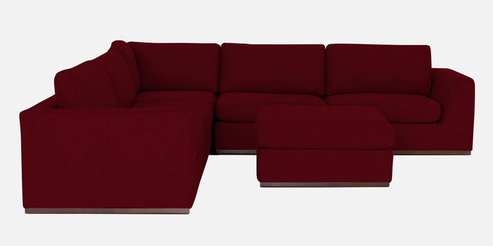Freedom Velvet 6 Seater LHS Corner Sofa In Cherry Red Colour With Ottoman - Febonic Living
