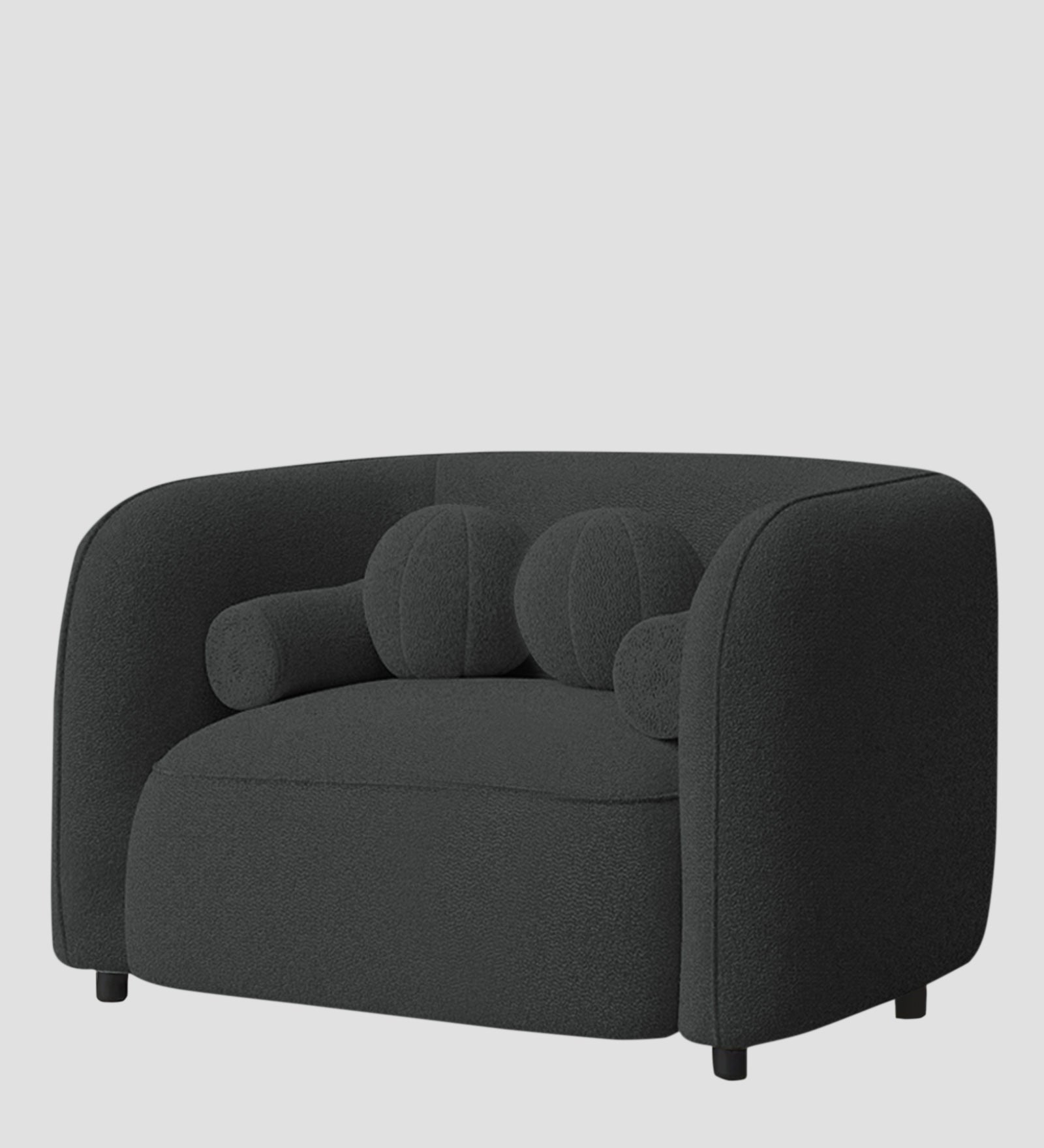 Corny Boucle Fabric 1 Seater Sofa In Shadow Grey Colour - Febonic Living