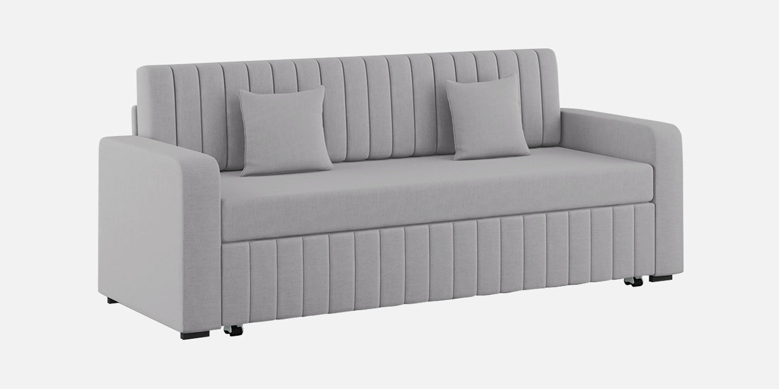 Calra Fabric 3 Seater Pull Out Sofa Cum Bed In Lit Grey Colour With Storage - Febonic Living