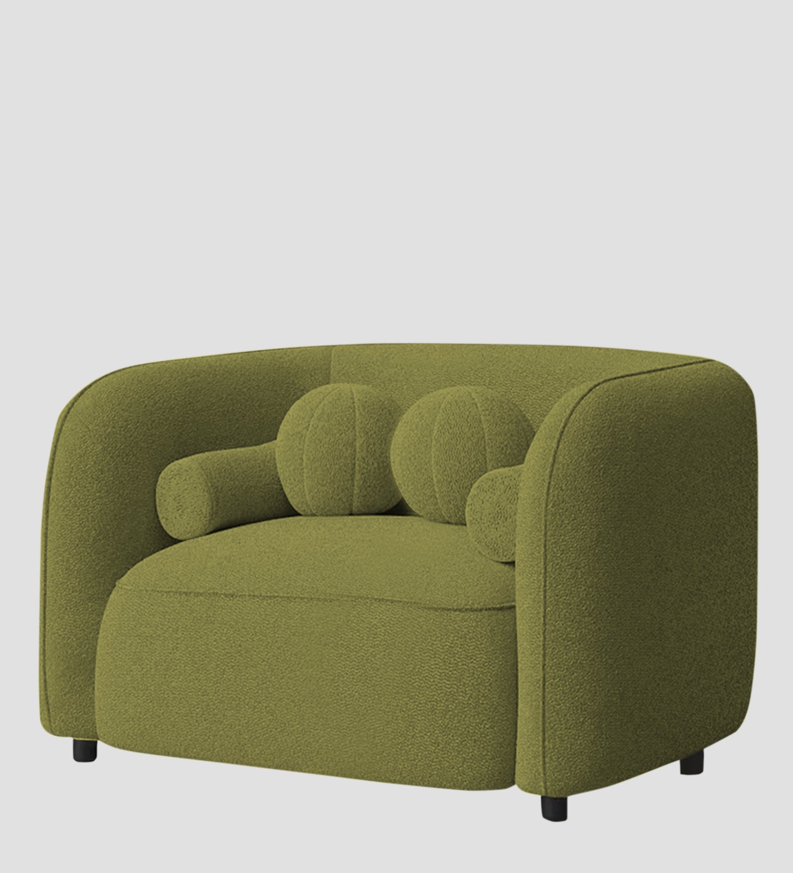 Corny Boucle Fabric 1 Seater Sofa In Apple Green Colour - Febonic Living