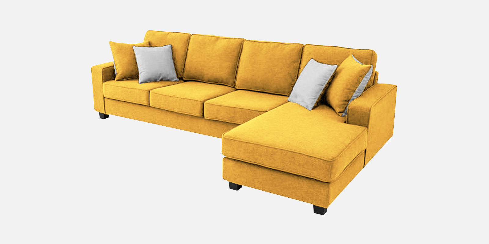 Ladybug Fabric LHS Sectional Sofa (3+Lounger) In Bold Yellow Colour - Febonic Living