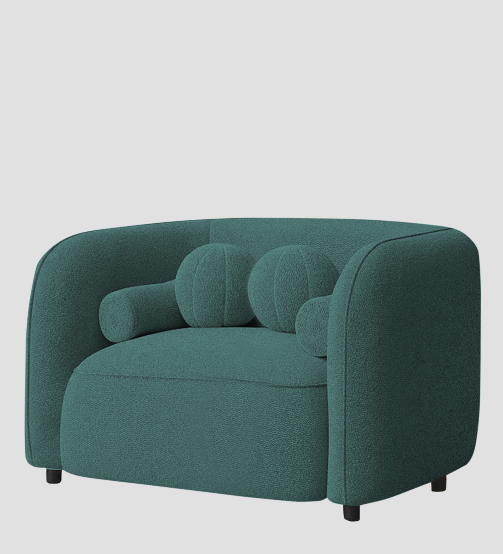 Corny Boucle Fabric 1 Seater Sofa In Bark Green Colour - Febonic Living