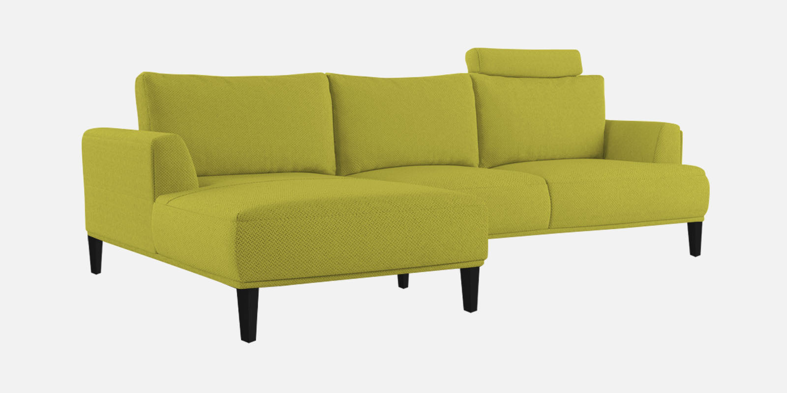 Como Fabric LHS Sectional Sofa (3+Lounger) In Parrot Green Colour - Febonic Living
