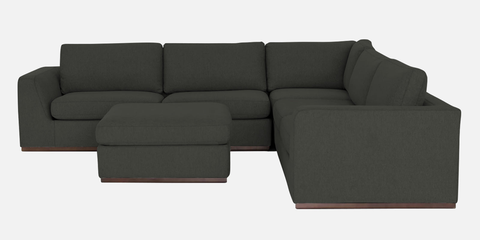Freedom Velvet 6 Seater RHS Corner Sofa In Hory Grey Colour With Ottoman - Febonic Living