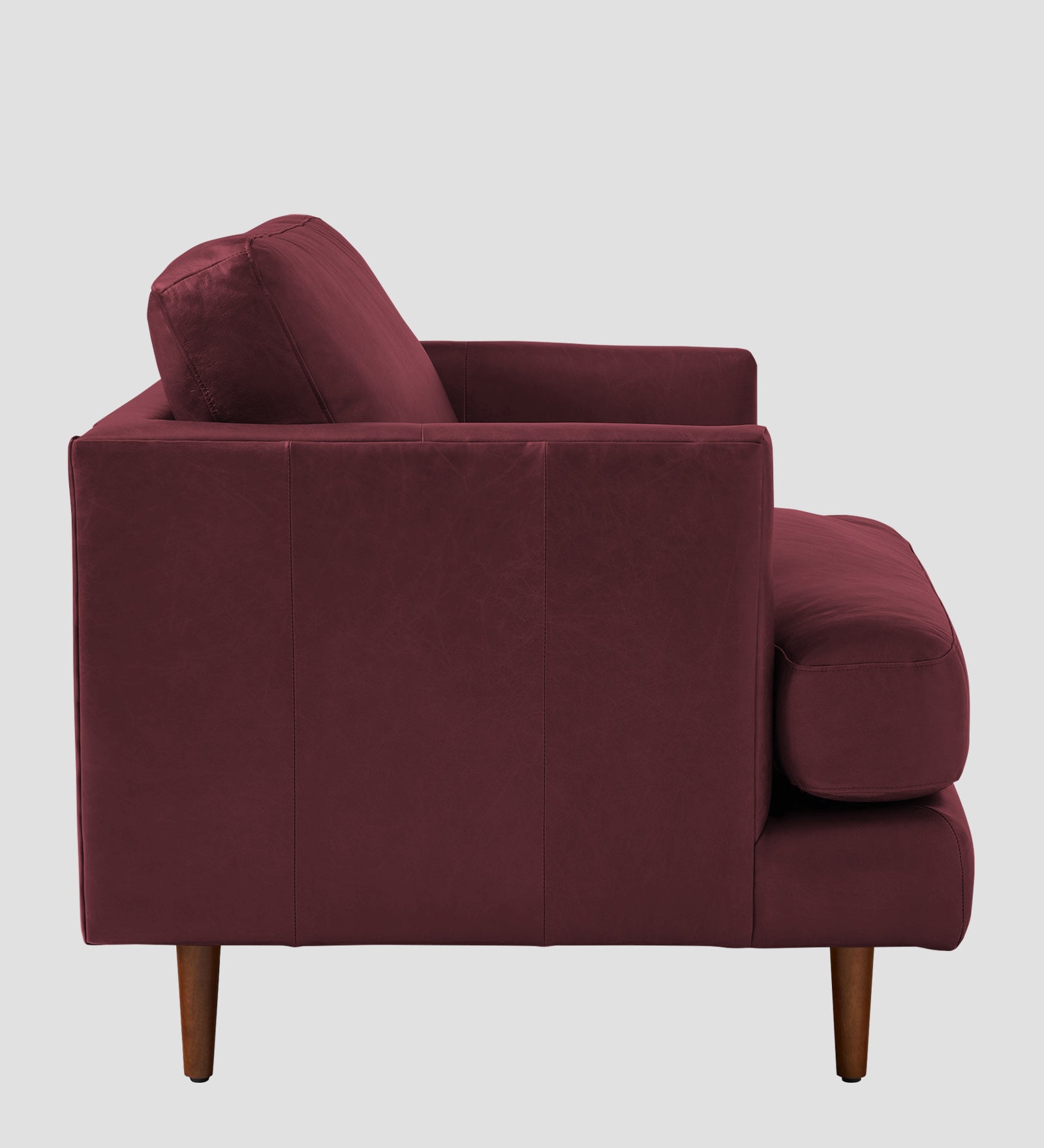 Sterio Leatherette 1 Seater Sofa In Burgundy Maroon Colour - Febonic Living