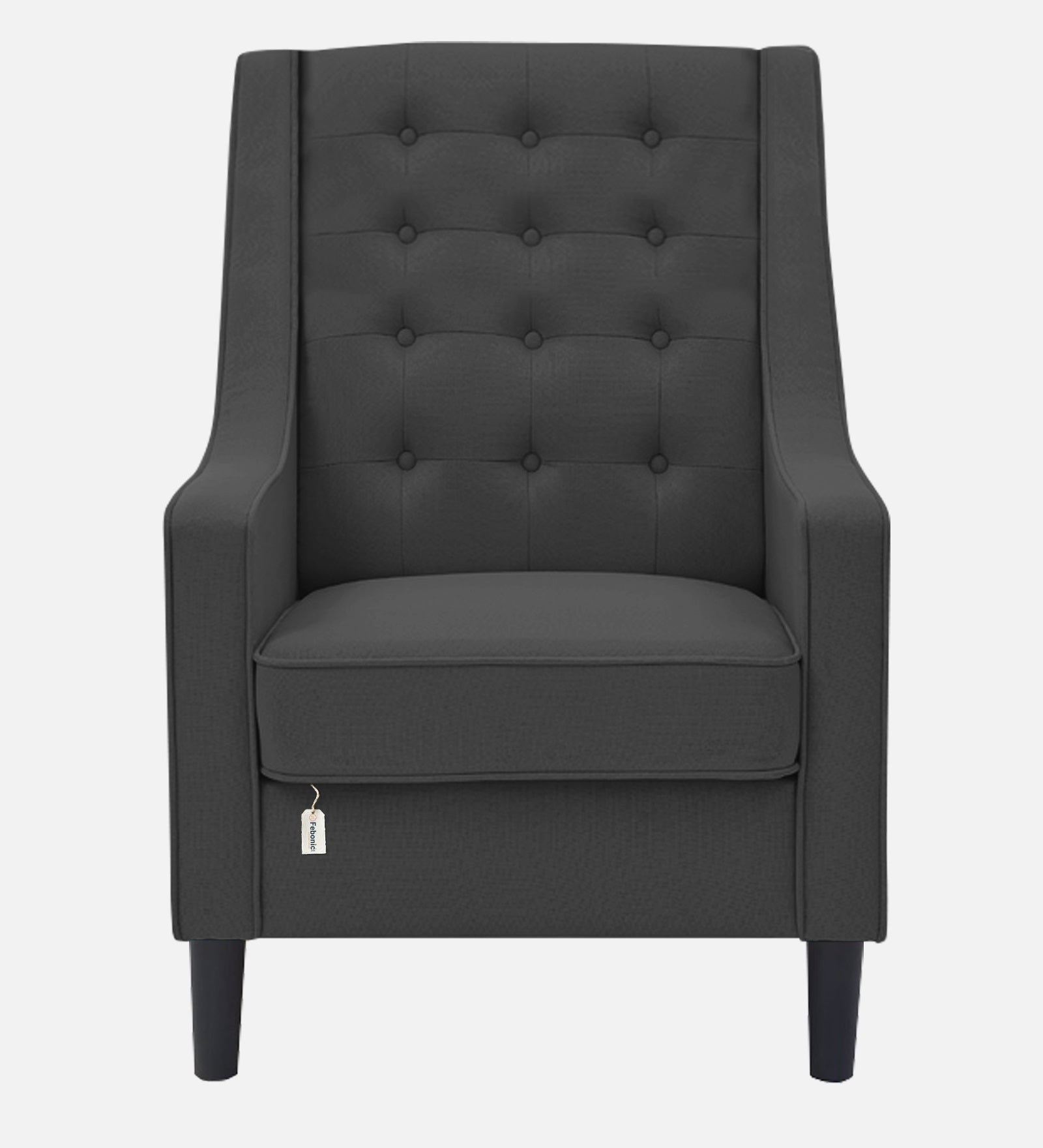 Sona Fabric Barrel Chair + Ottoman in Charcoal Grey Colour