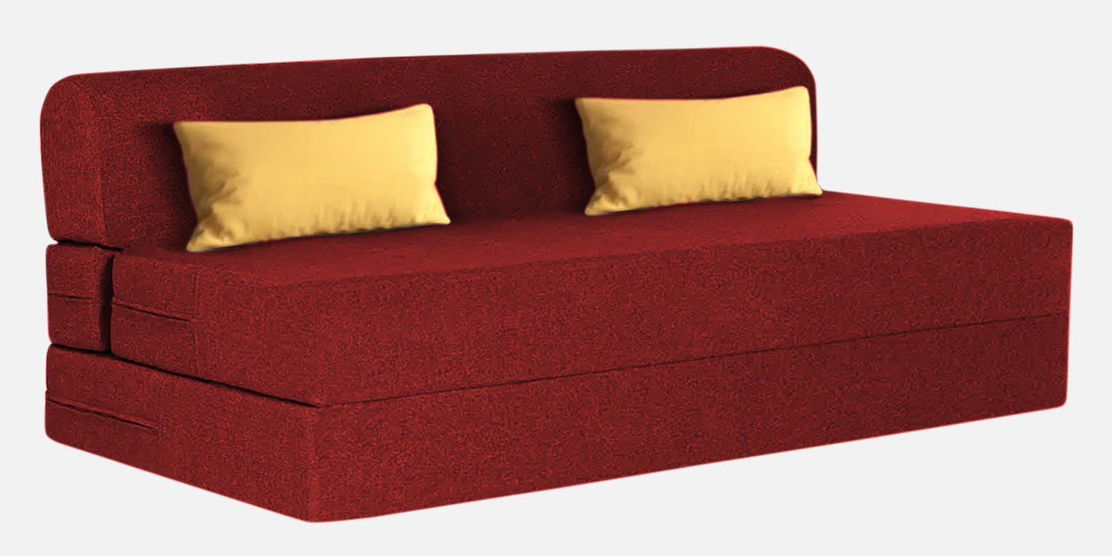 Fleepy Fabric 3 Seater Foldable Sofa Cum Bed In Blood Maroon Colour - Febonic Living