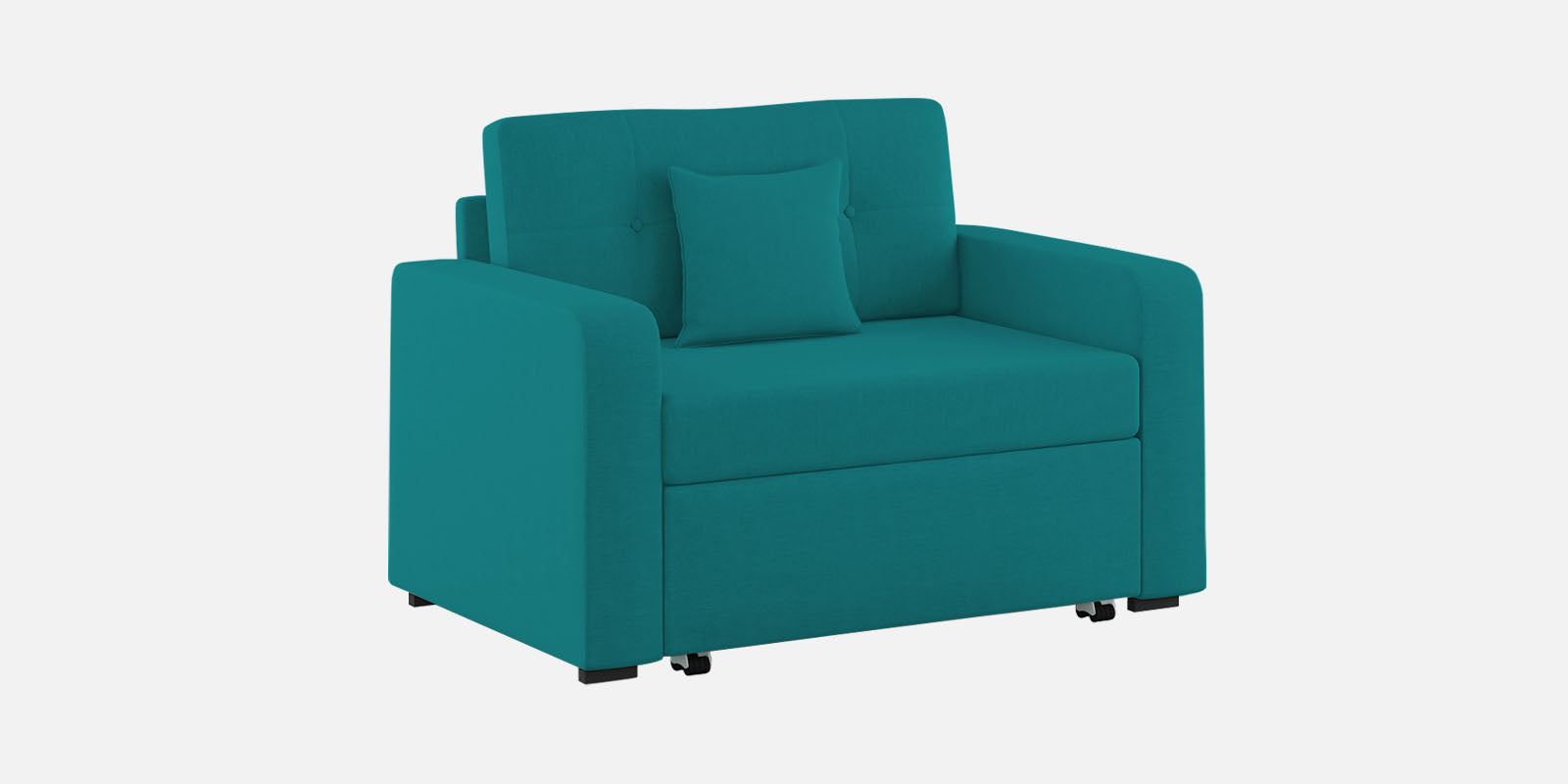 Rocky Fabric 2 Seater Pull Out Sofa Cum Bed In Sea Green Colour With Storage - Febonic Living