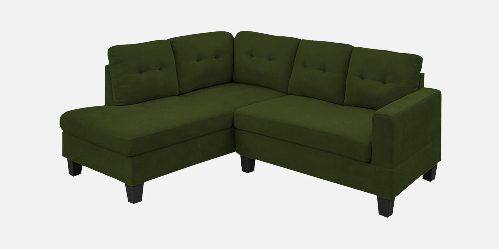 Thomas Fabric RHS Sectional Sofa (2+Lounger) In Olive Green Colour - Febonic Living
