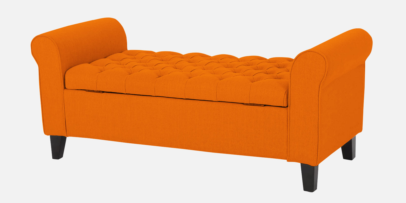 Nowia Fabric 3 Seater Recamier In Vivid Orange Colour With Storage - Febonic Living