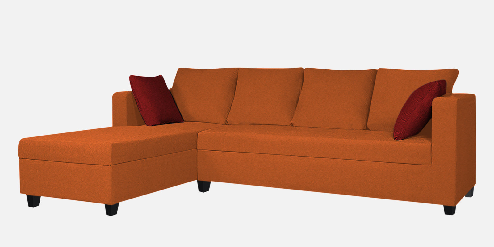 Nebula Fabric RHS Sectional Sofa (3+Lounger) In Vivid Orange Colour - Febonic Living