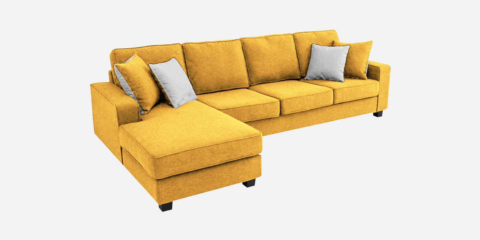 Ladybug Fabric RHS Sectional Sofa (3+Lounger) In Bold Yellow Colour - Febonic Living