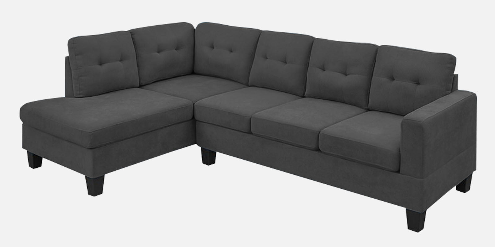 Thomas Fabric RHS Sectional Sofa (3+Lounger) In Charcoal Grey Colour - Febonic Living