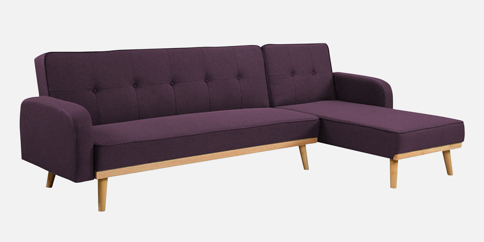 Zuno Fabric RHS Convertible Sofa Cum Bed In Greek Purple Colour - Febonic Living