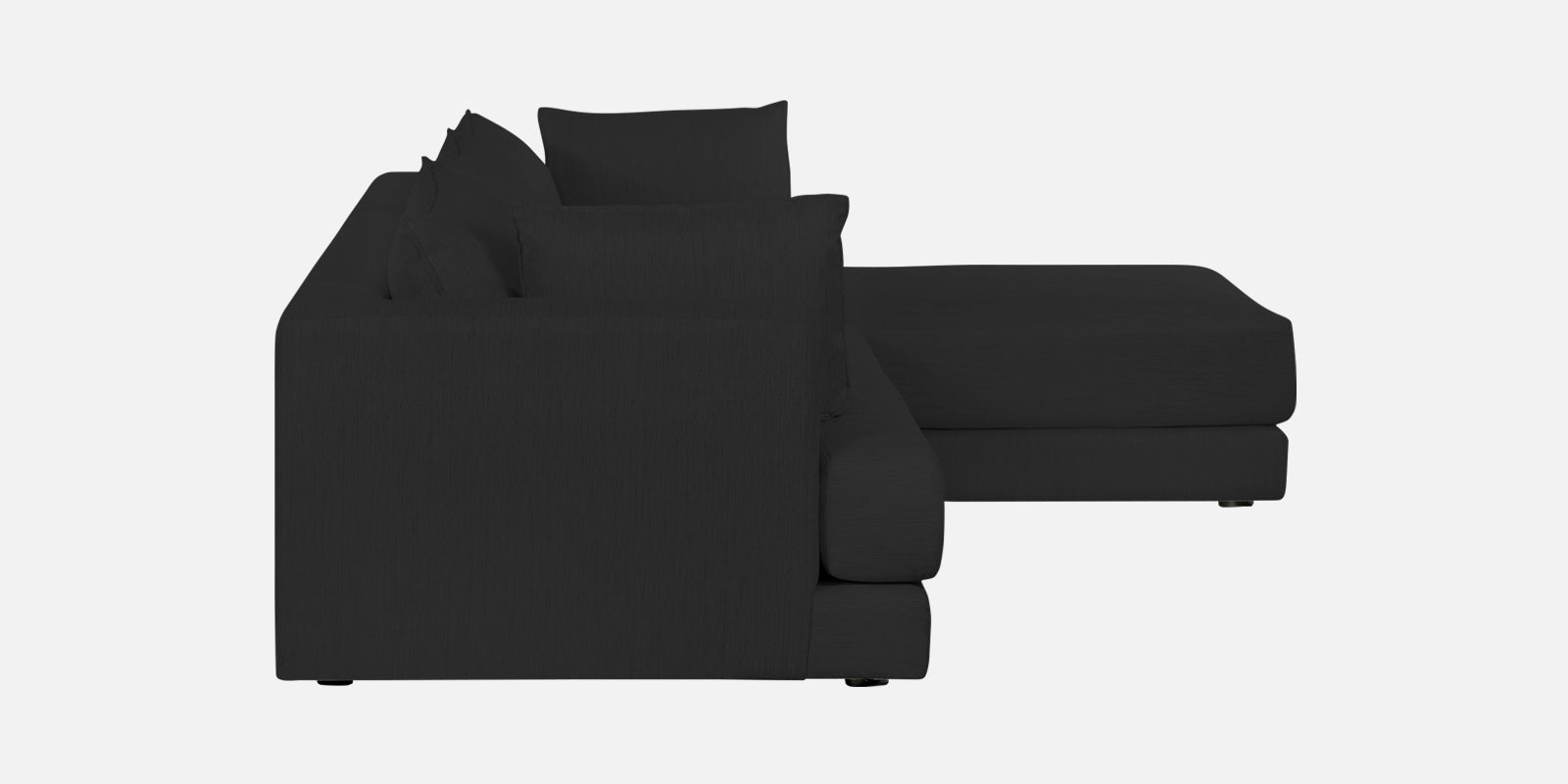Ziggy Fabric RHS Sectional Sofa (3+Lounger) In Bitter Black Colour - Febonic Living