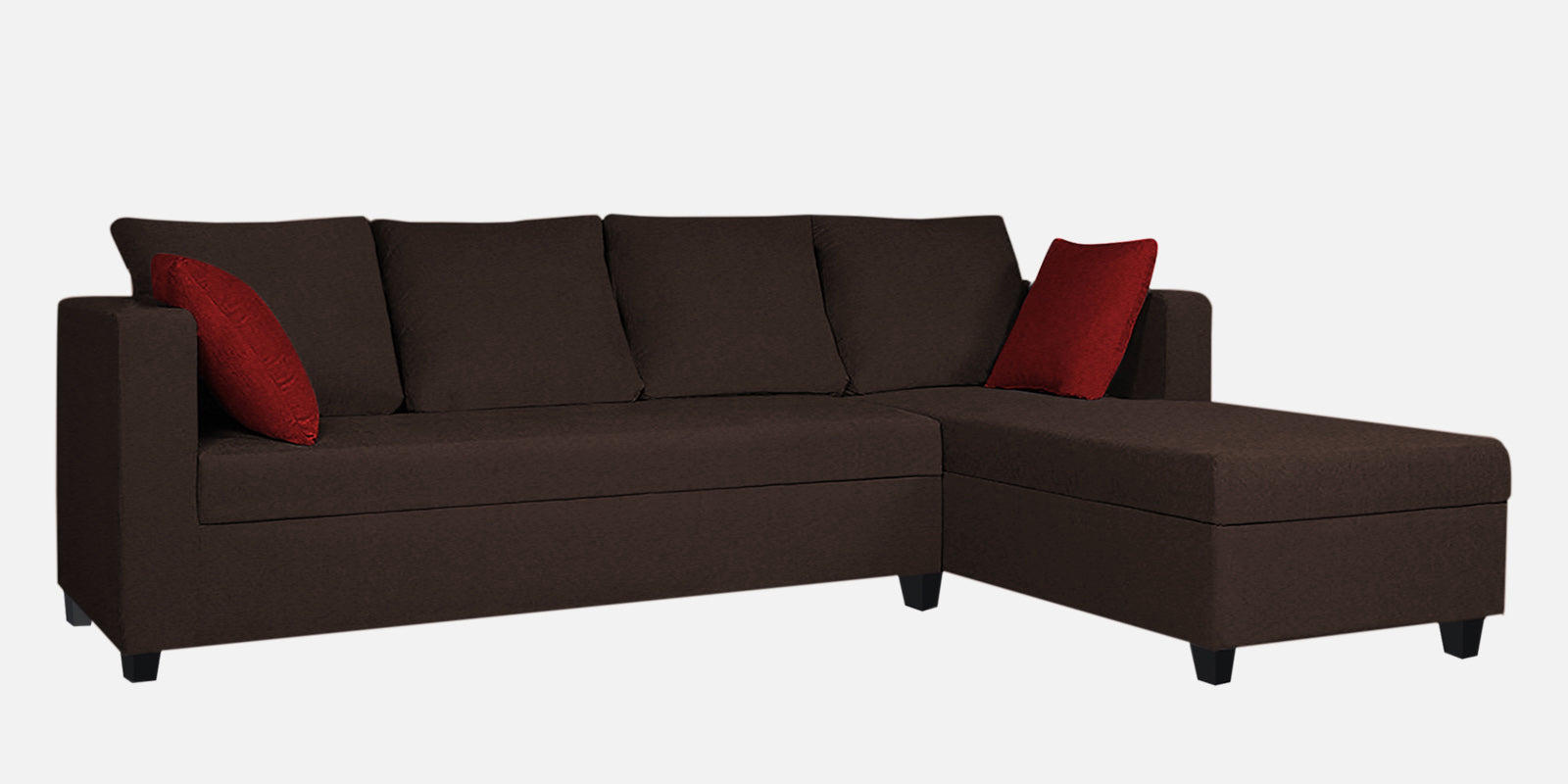 Nebula Fabric LHS Sectional Sofa (3+Lounger) In Coffee Brown Colour - Febonic Living