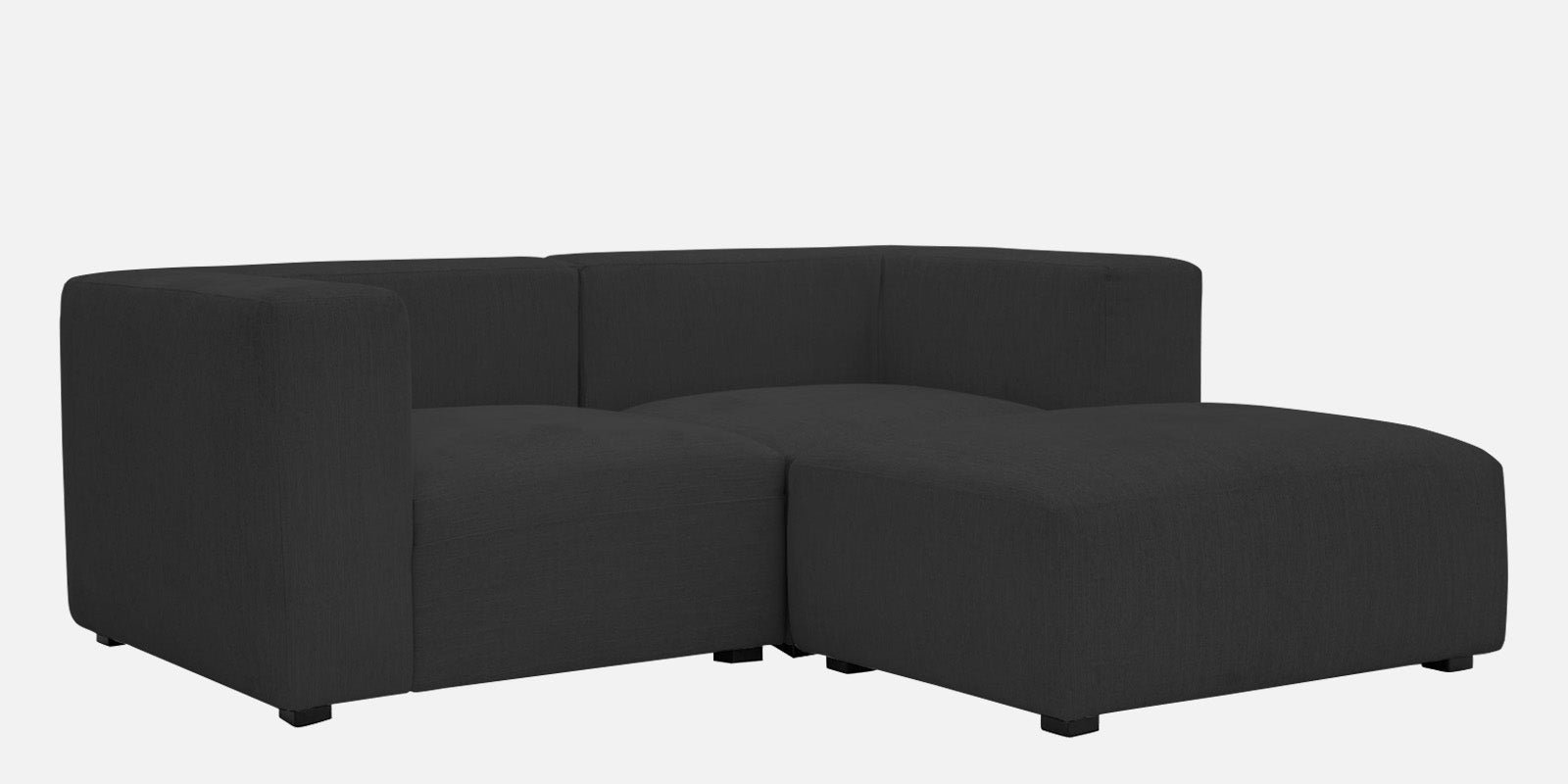 Dora Velvet LHS Sectional Sofa (2+Ottoman Lounger) In Davy grey Colour - Febonic Living