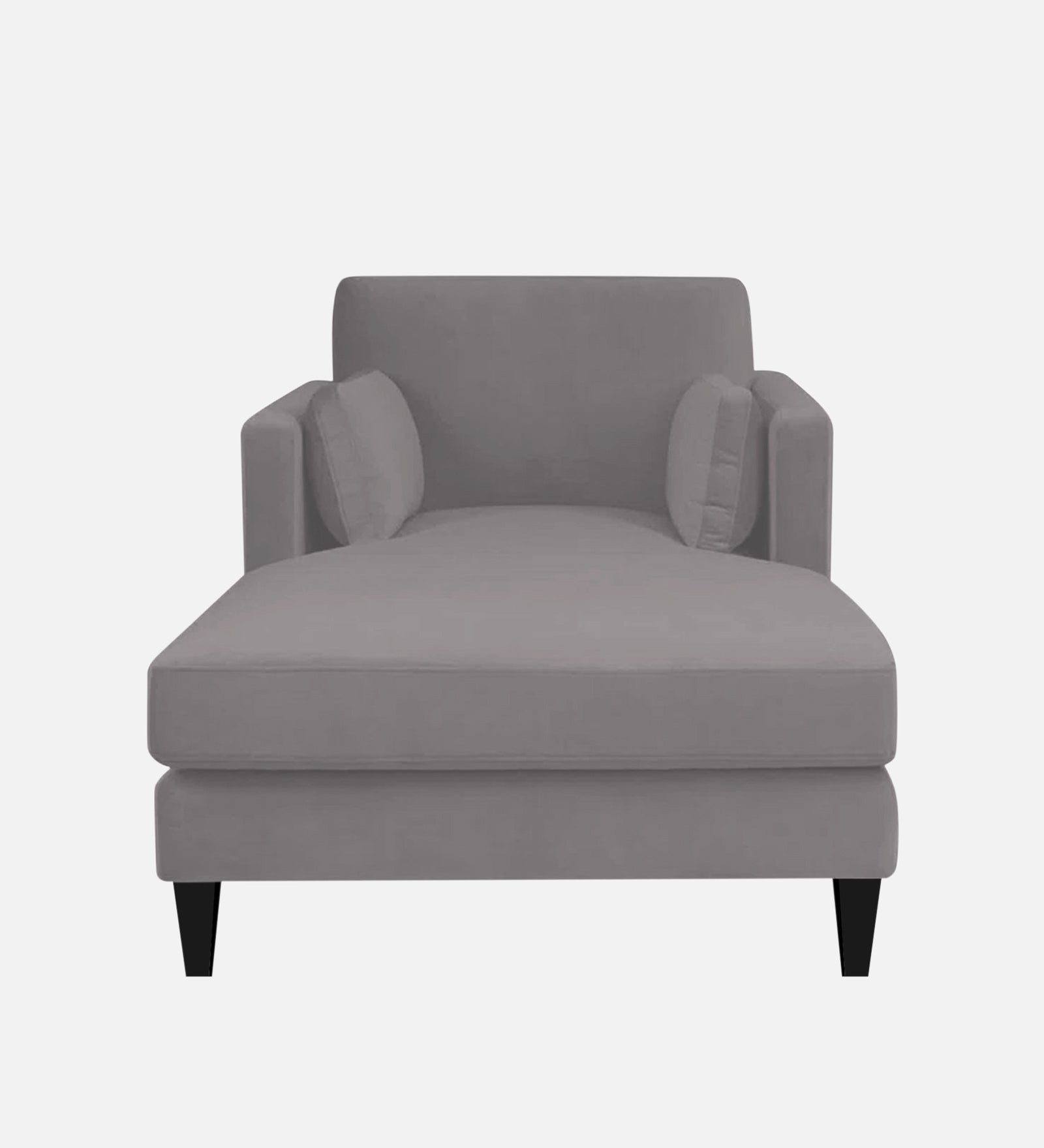 Makou Velvet Chaise Lounger In Concrete Grey Colour - Febonic Living