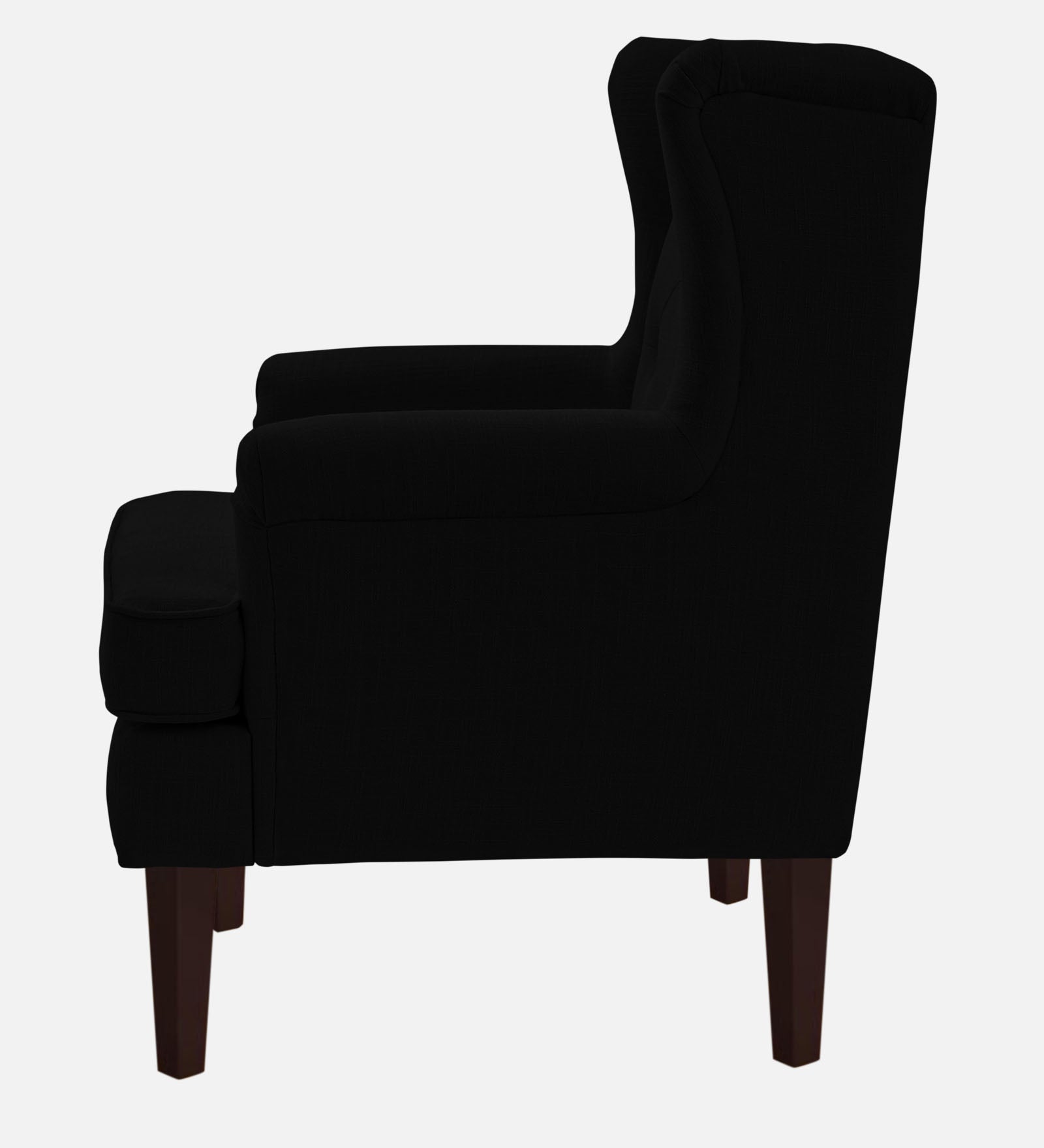 Deyuk Fabric Wing Chair In Zed Black Colour - Febonic Living