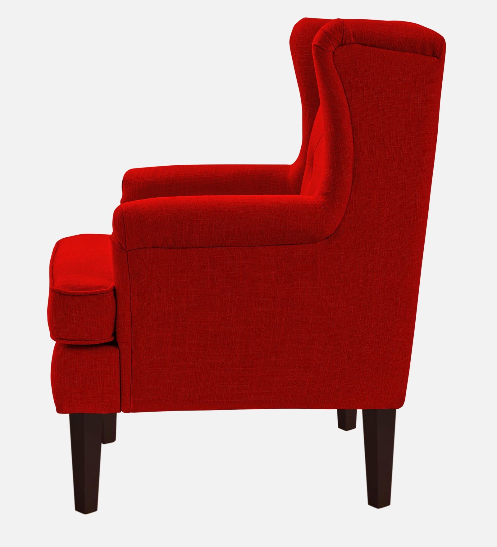Deyuk Fabric Wing Chair In Ruby Red Colour - Febonic Living