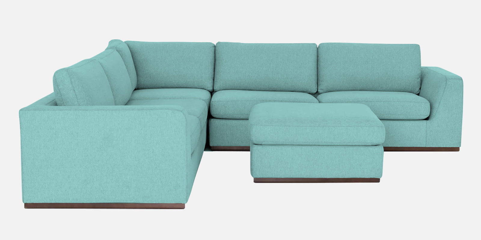 Freedom Velvet 6 Seater LHS Corner Sofa In Barmunda Aqua Colour With Ottoman - Febonic Living