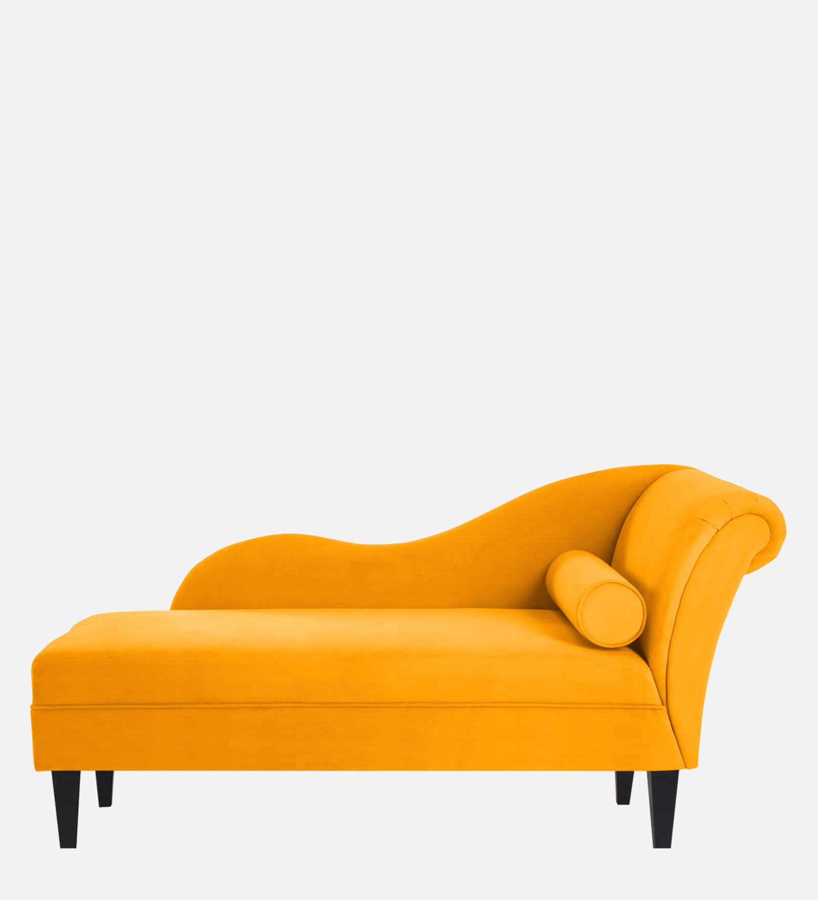 Rana Velvet LHS Chaise Lounger In Saffron Yellow Colour - Febonic Living