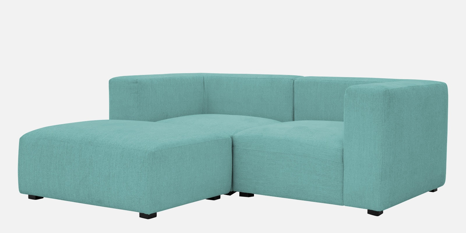 Dora Velvet RHS Sectional Sofa (2+Ottoman Lounger) In Barmunda Aqua Colour - Febonic Living
