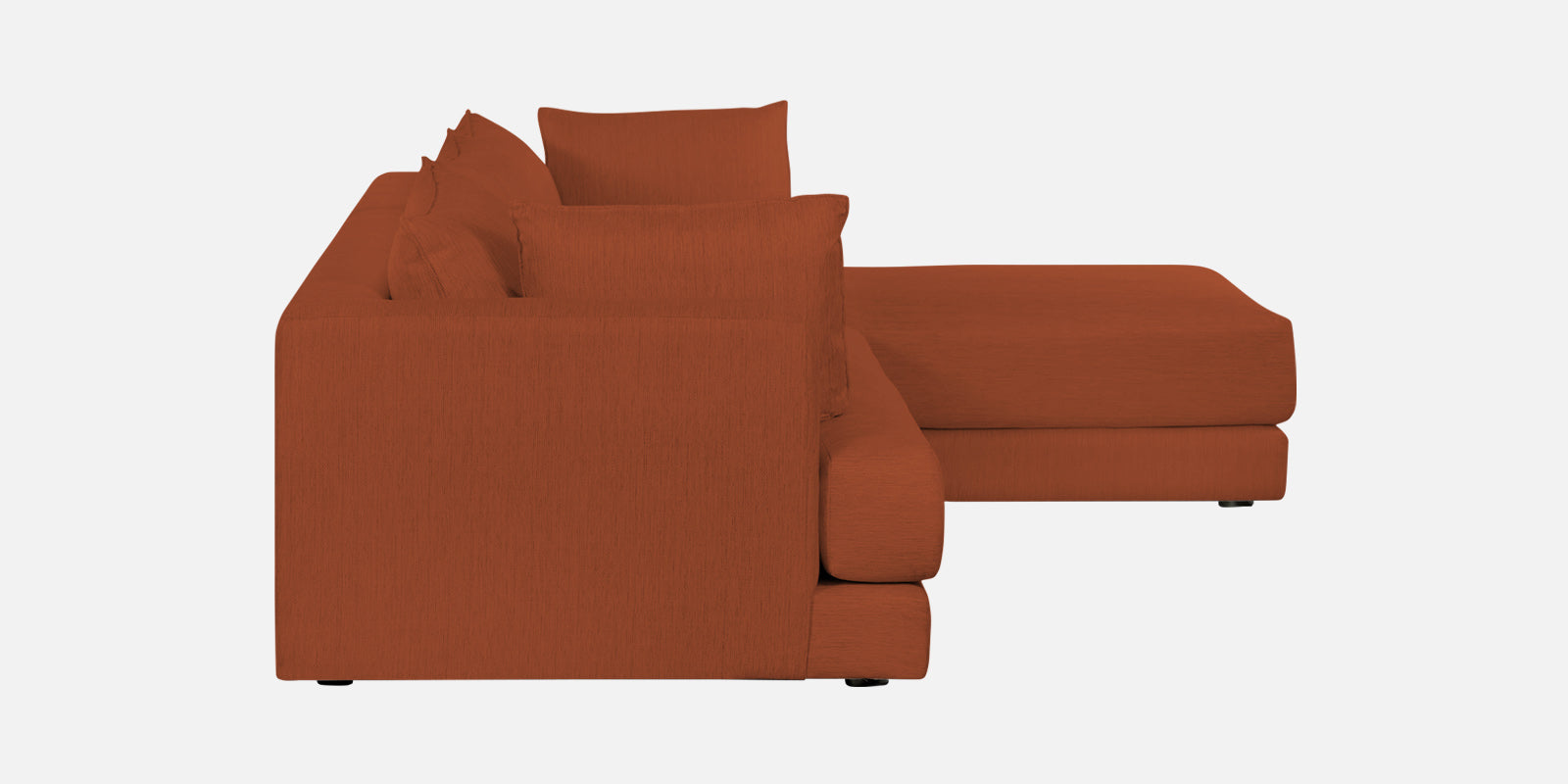 Ziggy Fabric LHS Sectional Sofa (3+Lounger) In Royal Orange Colour - Febonic Living