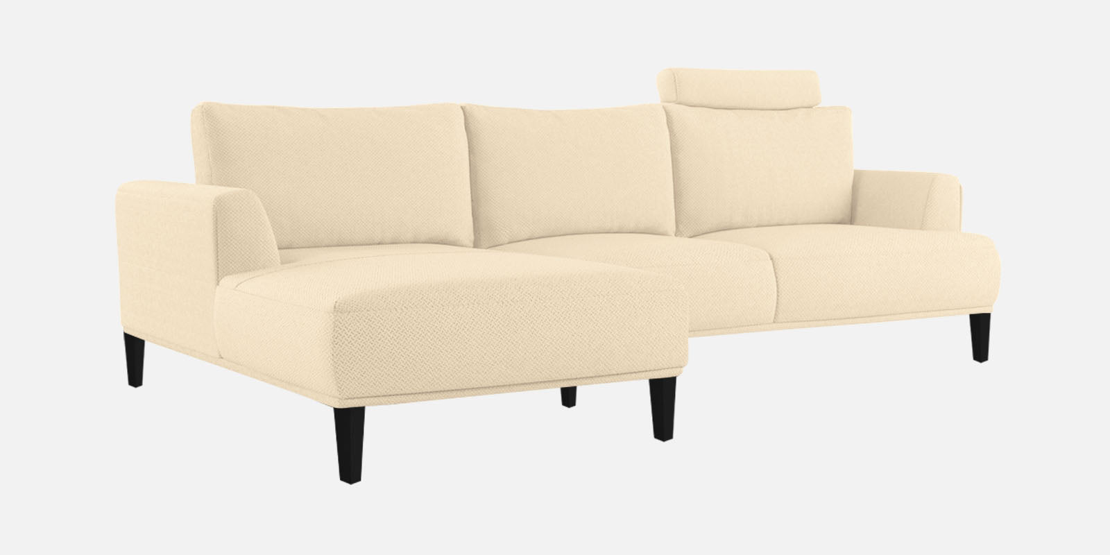 Como Fabric LHS Sectional Sofa (3+Lounger) In Ivory Beige Colour - Febonic Living
