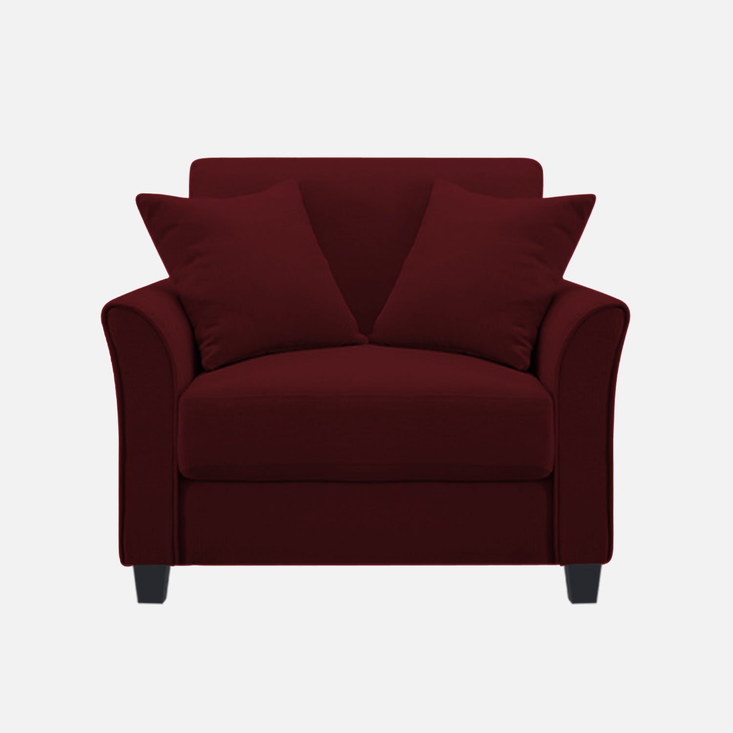 Daroo Velvet 1 Seater Sofa In Dark Maroon Colour - Febonic Living
