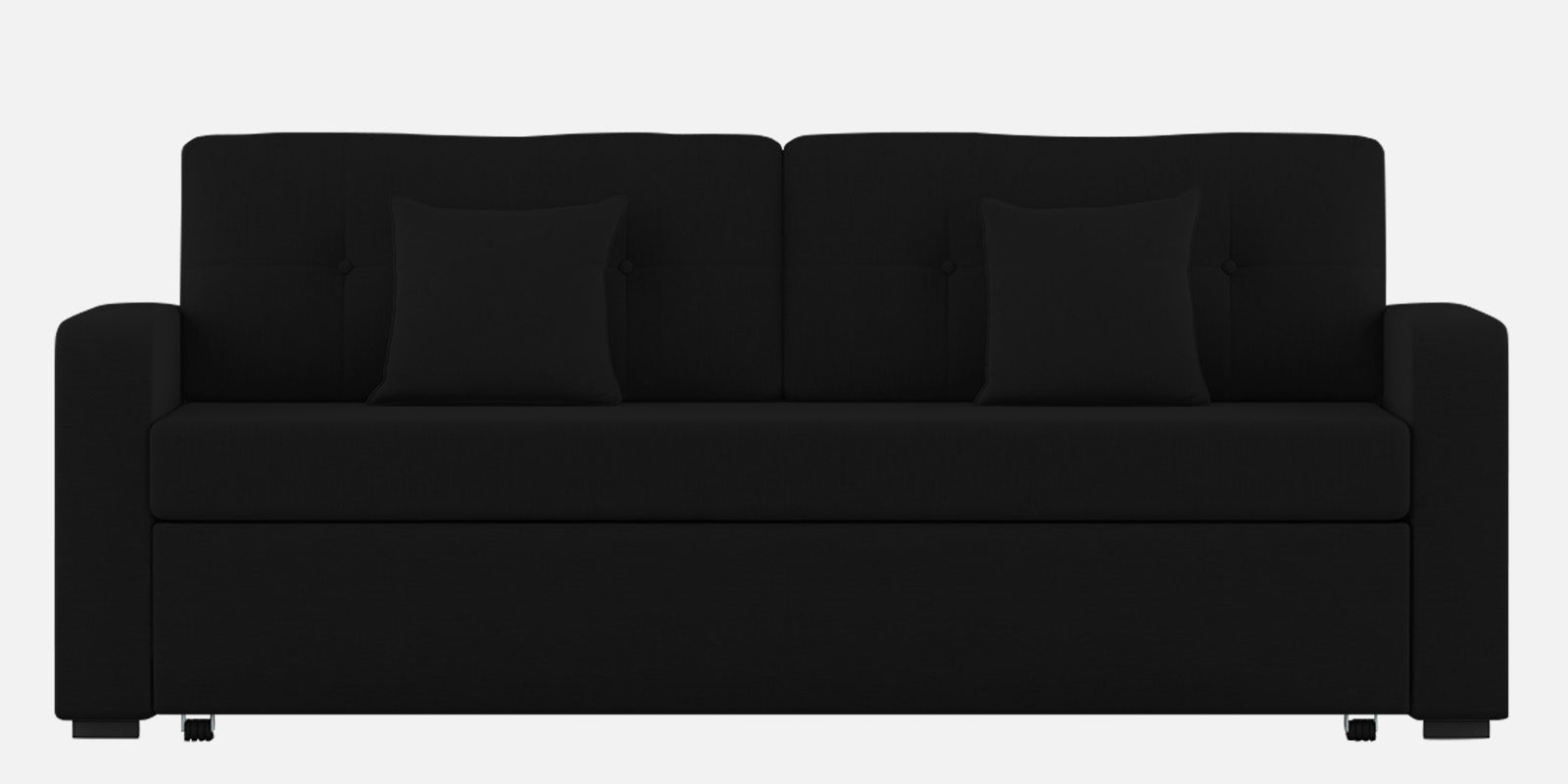 Rocky Fabric 3 Seater Pull Out Sofa Cum Bed In Zed Black Colour With Storage - Febonic Living