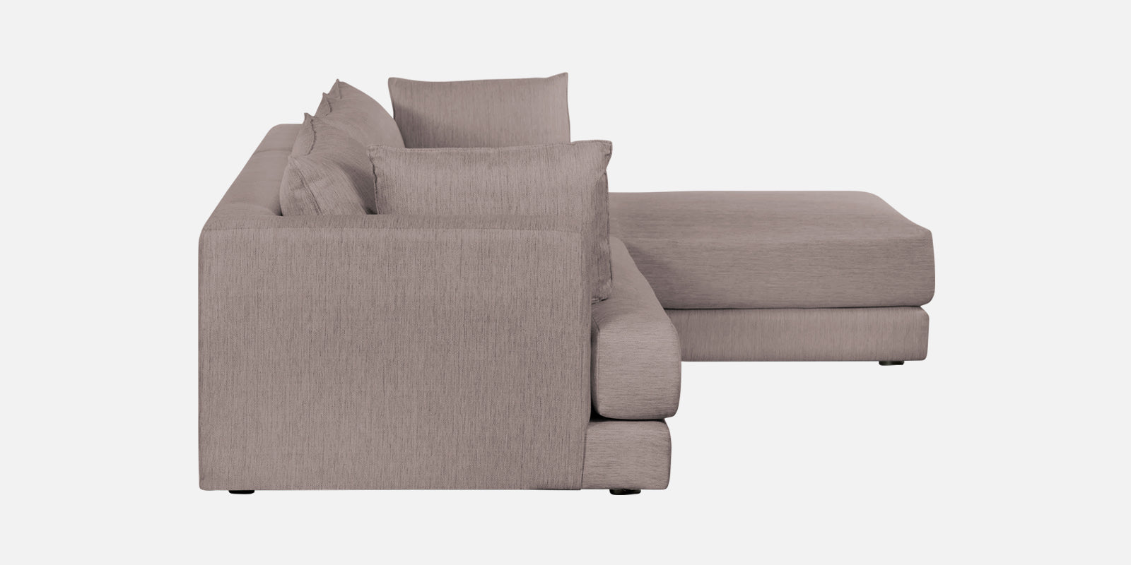 Ziggy Fabric RHS Sectional Sofa (3+Lounger) In Almond Beige Colour - Febonic Living